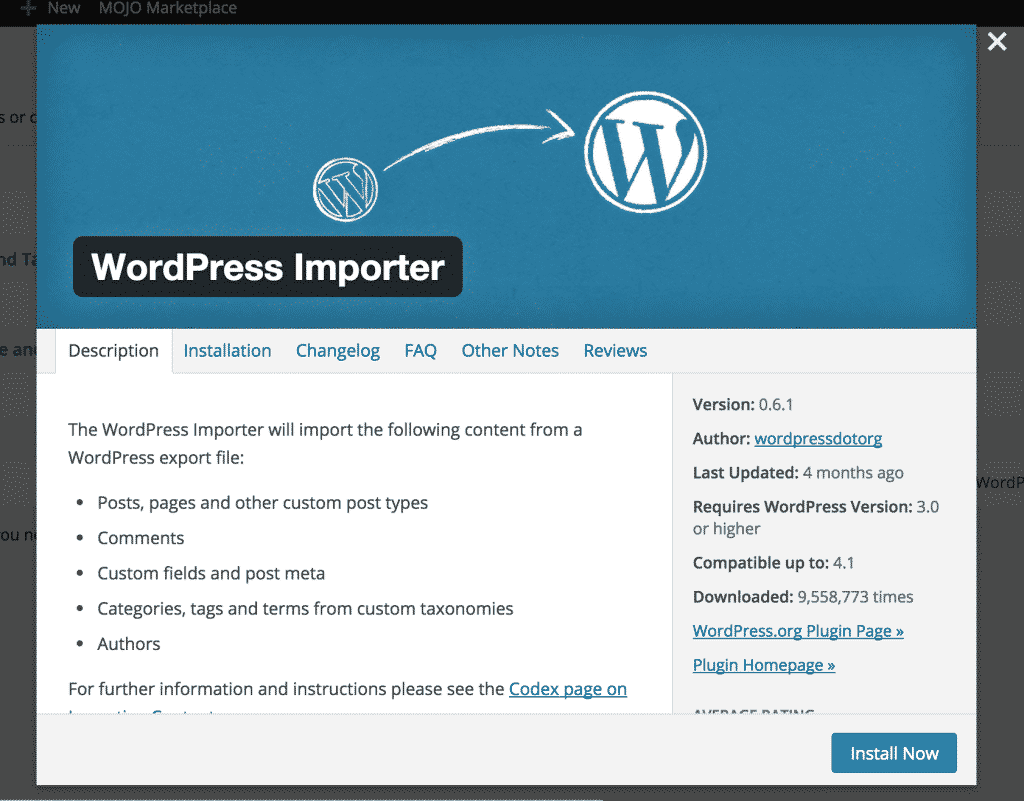 how to use the wordpress importer to move from Squarespace to WordPress